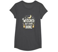 Witches Get Stuff Done Motivation Magique au Clair de Lune T-Shirt, Fille, Chiné Foncé, M