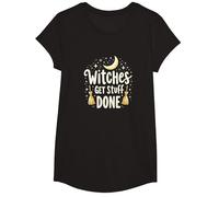 Witches Get Stuff Done Motivation Magique au Clair de Lune T-Shirt, Fille, Noir, S