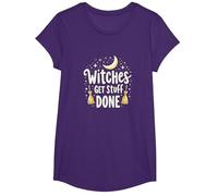 Witches Get Stuff Done Motivation Magique au Clair de Lune T-Shirt, Fille, Violet, XS
