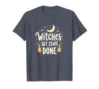 Witches Get Stuff Done Motivation Magique au Clair de Lune T-Shirt, Homme, Bleu Chiné, M