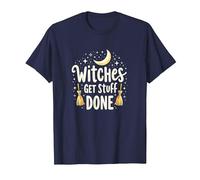 Witches Get Stuff Done Motivation Magique au Clair de Lune T-Shirt, Homme, Bleu Marine, M