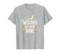 Witches Get Stuff Done Motivation Magique au Clair de Lune T-Shirt, Homme, Gris Chiné, 6XL