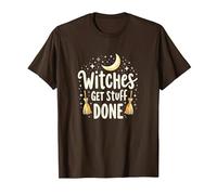 Witches Get Stuff Done Motivation Magique au Clair de Lune T-Shirt, Homme, Marron, XL