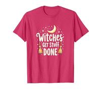 Witches Get Stuff Done Motivation Magique au Clair de Lune T-Shirt, Homme, Rouge chiné, M