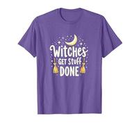 Witches Get Stuff Done Motivation Magique au Clair de Lune T-Shirt, Homme, Violet Chiné, M