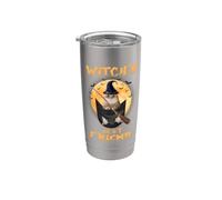 Witch's Best Friend Halloween Golden British Cat Witch Gobelet isotherme en acier inoxydable double paroi
