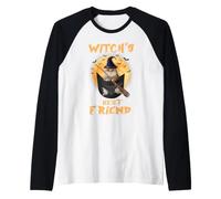 Witch's Best Friend Halloween Golden British Cat Witch Manche Raglan