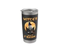 Witch's Best Friend Halloween Grey Tabby Cat Witch In Pocket Gobelet isotherme en acier inoxydable double paroi