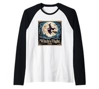 Witch's Flight Tonic Scène de Nuit Magique effrayante Manche Raglan