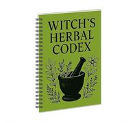 Witch's Herbal Codex Grimoire à spirale avec mortier et pilon pour enregistrer des remèdes ou des croquis de plantes à la maison autel ou étude sur le terrain en plein air