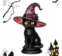 Witchs Witch Hat Table Lamp | LED USB-Powered Gothic Halloween Cat Decorati