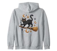 Witchy Balai Volant Chat Noir Magique céleste Sweat à Capuche