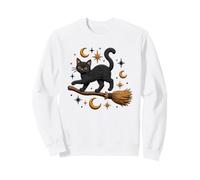 Witchy Balai Volant Chat Noir Magique céleste Sweatshirt