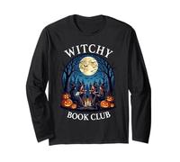 Witchy Book Club Reading Witches Halloween Moon Manche Longue