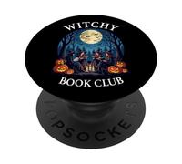 Witchy Book Club Reading Witches Halloween Moon PopSockets PopGrip Adhésif