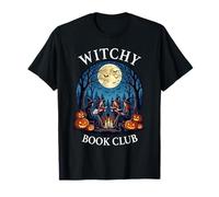 Witchy Book Club Reading Witches Halloween Moon T-Shirt