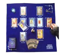 Witchy Cauldron Français - Nappe de Tarot divinatoire et d’autel Lune, sorcière - Broderie Velours Soie Satin Croix Celtique (Bleu)
