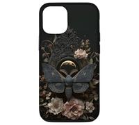 Witchy Celestial Gothic Moth Floral Esthétique Moon Case Coque pour iPhone 12/12 Pro