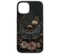 Witchy Celestial Gothic Moth Floral Esthétique Moon Case Coque pour iPhone 13