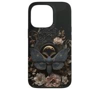Witchy Celestial Gothic Moth Floral Esthétique Moon Case Coque pour iPhone 13 Pro
