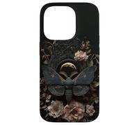 Witchy Celestial Gothic Moth Floral Esthétique Moon Case Coque pour iPhone 14 Pro