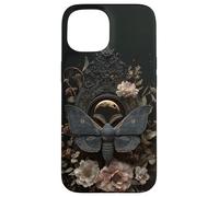 Witchy Celestial Gothic Moth Floral Esthétique Moon Case Coque pour iPhone 15