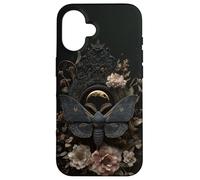 Witchy Celestial Gothic Moth Floral Esthétique Moon Case Coque pour iPhone 16