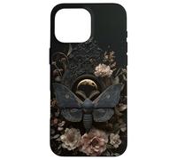 Witchy Celestial Gothic Moth Floral Esthétique Moon Case Coque pour iPhone 16 Pro Max