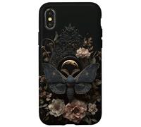 Witchy Celestial Gothic Moth Floral Esthétique Moon Case Coque pour iPhone X/XS
