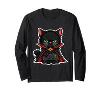 Witchy Gamer Cat Halloween drôle pour Enfants Manche Longue