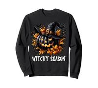 Witchy Jack O Lantern Pumpkin in Witch Hat for Halloween Mom Sweatshirt