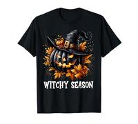 Witchy Jack O Lantern Pumpkin in Witch Hat for Halloween Mom T-Shirt