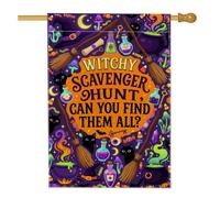 Witchy Scavenger Hunt Halloween Citation Witch House Flag 71,1 x 101,6 cm