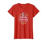 Witchy Woman : enchantement Mystique Lune et Balai T-Shirt, Femme, Rouge, XXL
