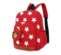 WITERY Sac à Dos Maternelle Enfant Étoile Rouge Cartables Préscolaire Sac Rentrée Scolaire CP CE1 CE2 Primaire Canevas Animé Cadeau pour Petite Filles Bébé Enfant De 3 à 8 Ans