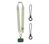 witeup Lot de 2 chaînes universelles pour téléphone portable - Avec cordon court - Vert - Avec patch - Cordon réglable pour téléphone portable à porter autour du cou - Cordon porte-clés pour