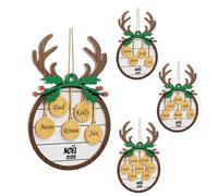 witfox 2025 Ornement de Noël Personnalisé en Bois - Famille de 2/3/4/5/6/7/8/9 Personnes avec Noms, 3 Styles, pour la Maison et Décoration de Noël