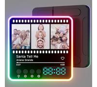witfox Aimant Frigo Musical Photo Personnalisé - Spotify Aimant Musique avec Lumière et Horloge - Cadeau Magnet Frigo Personnalisable pour Couple, Femme, Homme pour Noël & Saint Valentin - 3 Photos