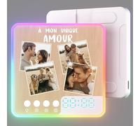 witfox Aimant Frigo Musical Photo Personnalisé - Spotify Aimant Musique avec Lumière et Horloge - Cadeau Magnet Frigo Personnalisable pour Couple, Femme, Homme pour Noël & Saint Valentin - 4 Photos
