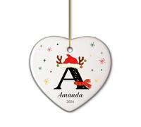 witfox Boule De Noel Personnalisée - 2025 Décorations de Noël Personnalisées, Ornement Suspendus Personnalisés Pendentif Décoration Familiale, Idee Cadeau Couple Original Personnalisé(Cœur)