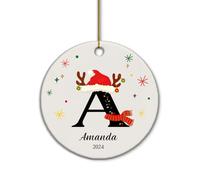 witfox Boule De Noel Personnalisée - 2025 Décorations de Noël Personnalisées, Ornement Suspendus Personnalisés Pendentif Décoration Familiale, Idee Cadeau Couple Original Personnalisé(Rond)