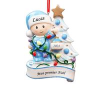 witfox Décoration de Noël Personnalisée 2024 - Boule de Noël Personnalisable, Mon Premier Noël Ornements de Noël Personnalisés, Cadeaux pour Bébés Nouveau-nés, Petits-Enfants, Bleu