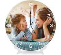 witfox Horloge Murale Ronde personnalisée - Horloge Murale numérique avec Image et Texte personnalisés, avec Support, pour la Cuisine, la Chambre et Le Salon - PVC 30cm