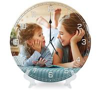 witfox Horloge Murale Ronde personnalisée - Horloge Murale numérique avec Image et Texte personnalisés, avec Support, pour la Cuisine, la Chambre et Le Salon - PVC 20,3 cm