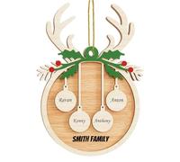 witfox Pendentif de Noël personnalisée avec 4 nom - 2023 2023 Décorations du Sapin de noël en Bois, personnalisées Cadeaux de Noël pour la Famille, Le Partenaire et Les Amis