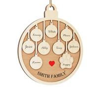 witfox Pendentif de Noël personnalisée avec 8 nom - 2023 2023 Décorations du Sapin de noël en Bois, personnalisées Cadeaux de Noël pour la Famille, Le Partenaire et Les Amis