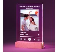 witfox Plaque Spotify Colorée Personnalisé - avec Code QR, Onze Coloris Disponibles, Lampe Photo Personnalisée en Acrylique-Cadeaux pour Les Anniversaires et La Saint-Valentin Noël-22x15cm