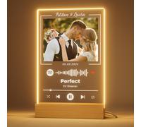 witfox Plaque Spotify Personnalisé LED- avec Photos, noms et anniversaires de l'amant, pour anniversaire, petite amie, anniversaire, Saint-Valentin,Noël Décoration Intérieure-22 * 15cm