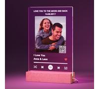 witfox Plaque Spotify personnalisée - Album photo Spotify en verre avec couverture de chanson vidéo optionnelle, lien de musique, code QR, cadeaux personnalisés pour meilleure amie…