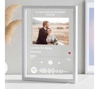 witfox Plaque Spotify Personnalisée avec Cadre Photo - Cadre Photo Blanc Personnalisé avec Plaques musique, Idéal pour Les Cadeaux De La Saint-Valentin et Les Cadeaux De Noël